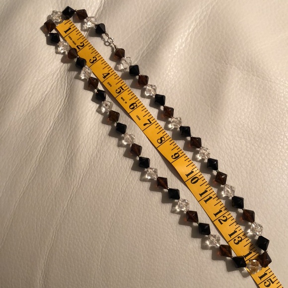 Vintage Chunky Necklace Black-Brown-Clear Beads Lightweight - Picture 4 of 4